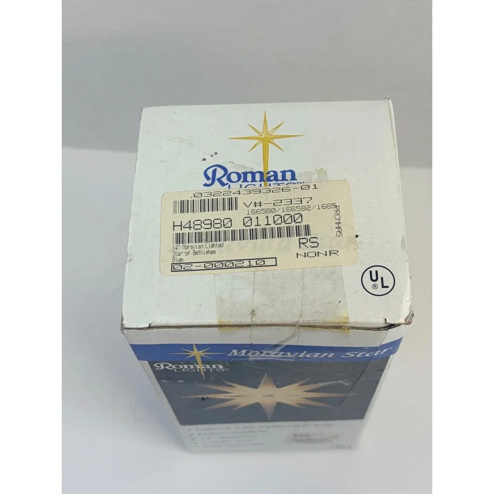 Vtg Roman Lights Moravian Star of Bethlehem Lighted 14 Inch Blue Indoor Outdoor
